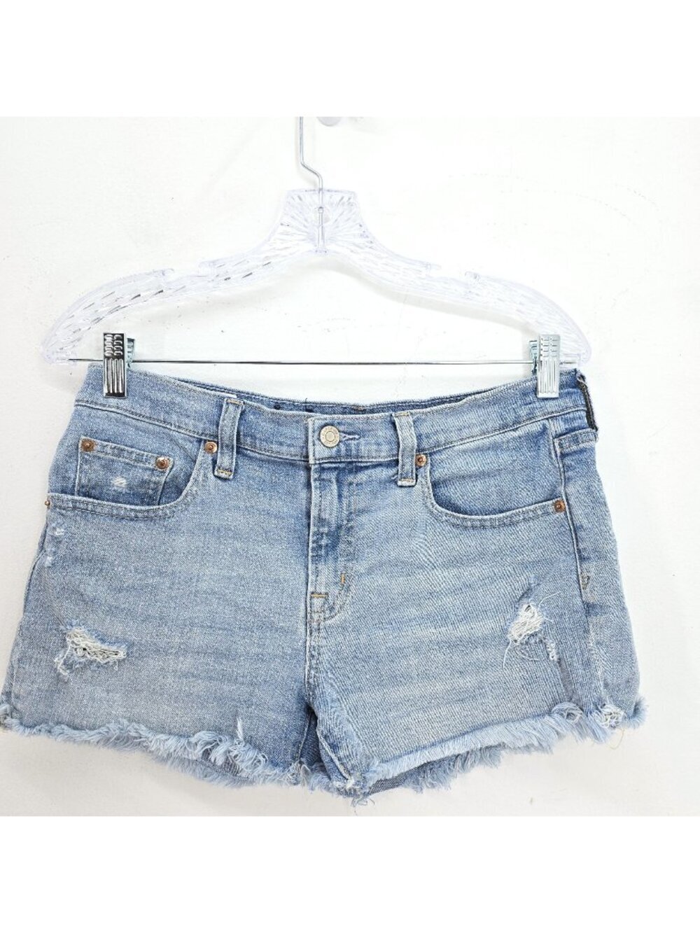 GAP Light Washed DIstressed Cut Off Mid Rise Shorty Denim Shorts Women 27" / 4